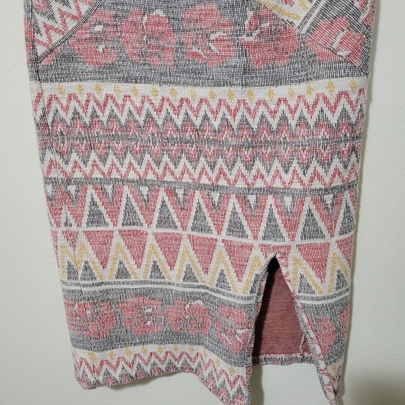 FREE PEOPLE Mendocino Aztec Boho Woven High Waist Slit Pencil Skirt Size Large - Picture 6 of 10